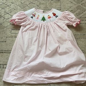 Pink smocked Christmas dress